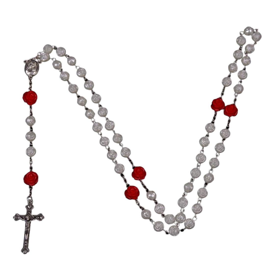 Catholic Rosary with Acrylic Rose Beads