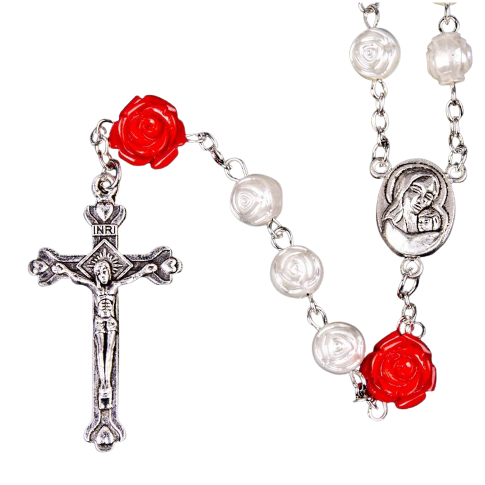 Catholic Rosary with Acrylic Rose Beads