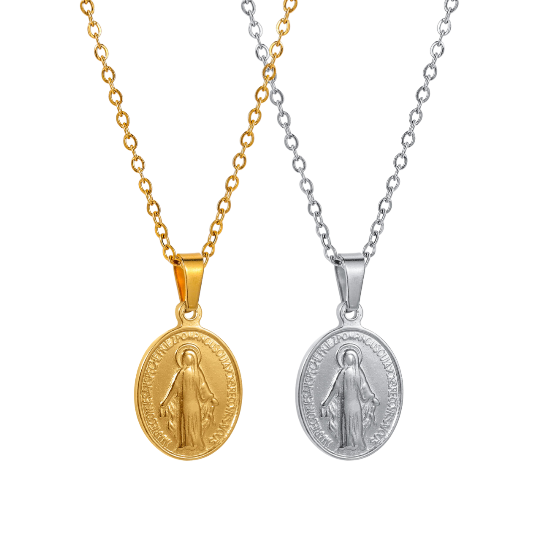 Virgin Mary Medal Necklace – 18K Gold plating and Silver plating (2 styles avaliable)