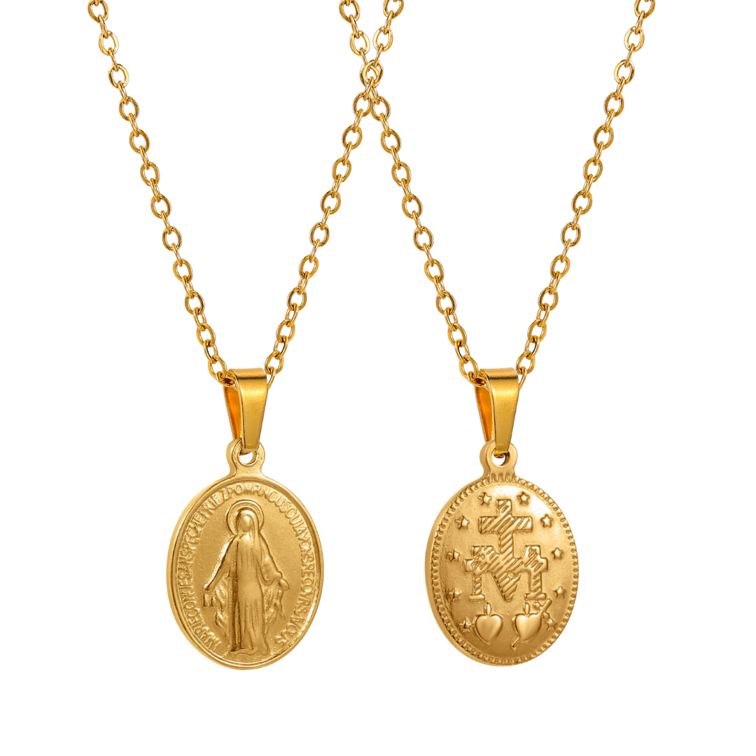 Virgin Mary Medal Necklace – 18K Gold plating and Silver plating (2 styles avaliable)