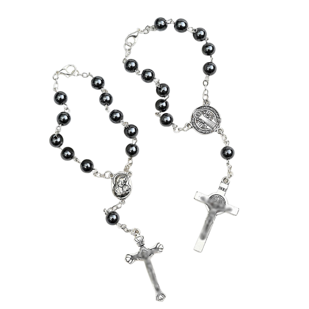 Hematite Decade Rosary with Holy Mary Medal