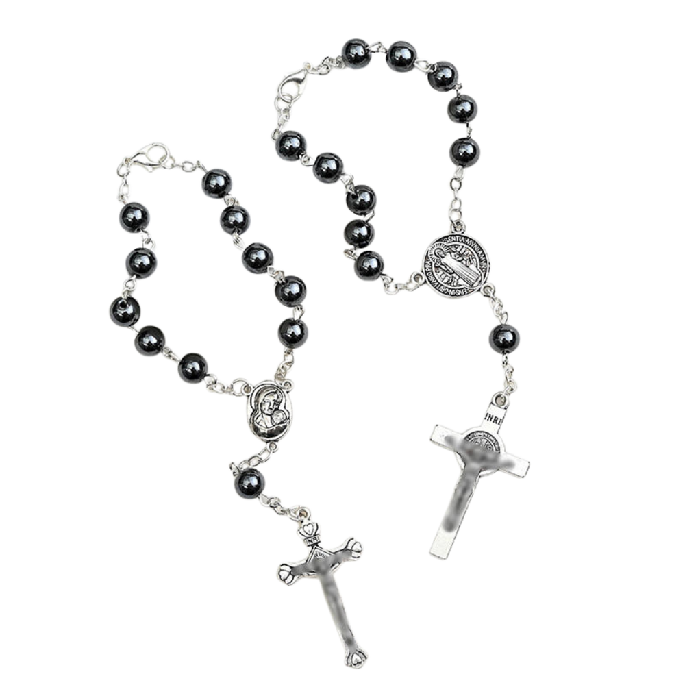 Hematite Decade Rosary with Holy Mary Medal