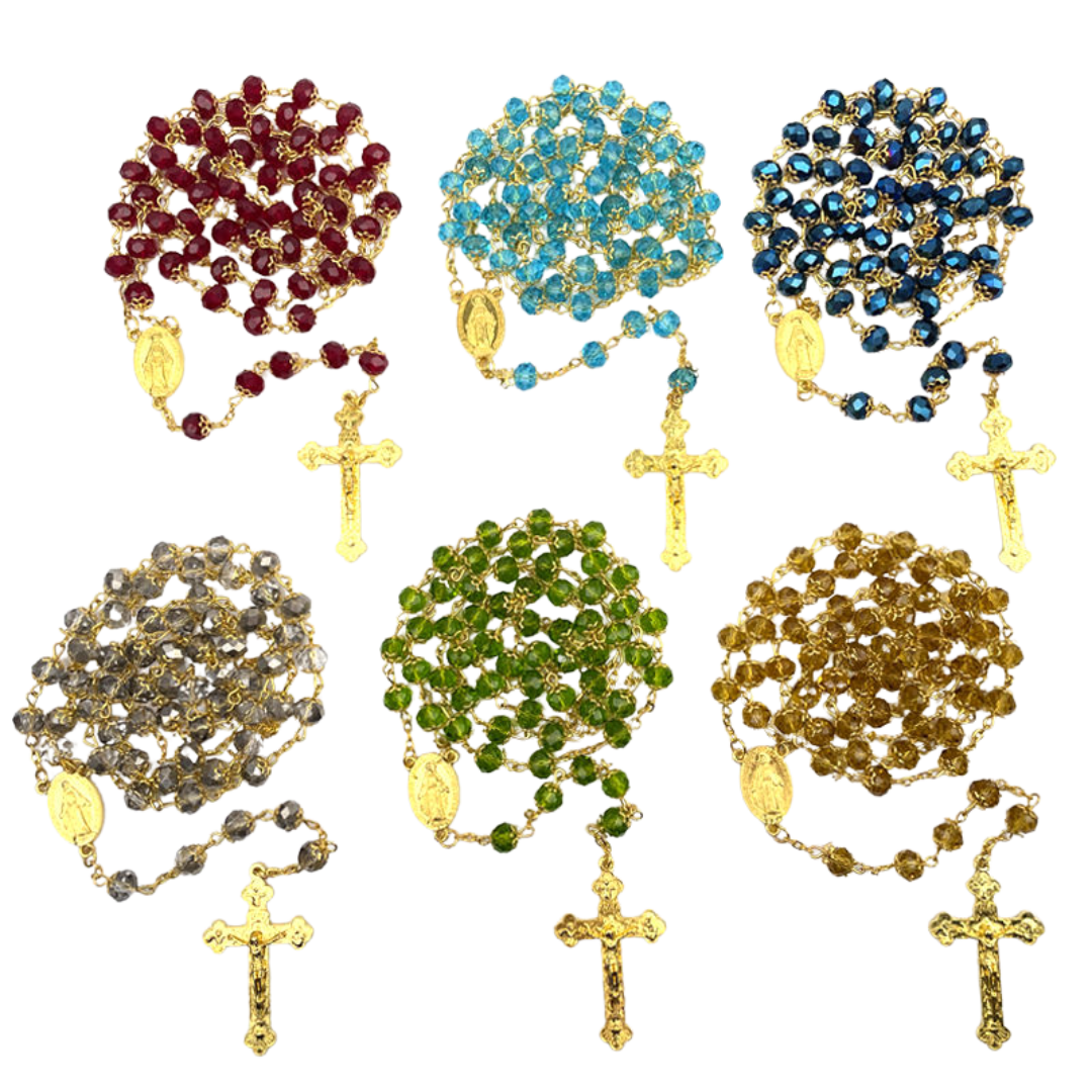 Crystal Rosary with Gold-Tone Crucifix