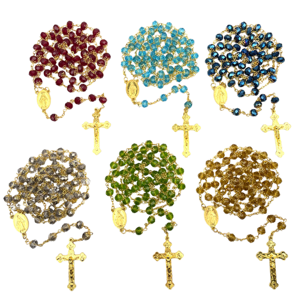 Crystal Rosary with Gold-Tone Crucifix
