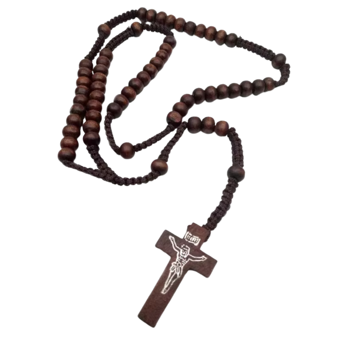 Wooden Bead Rosary with Crucifix