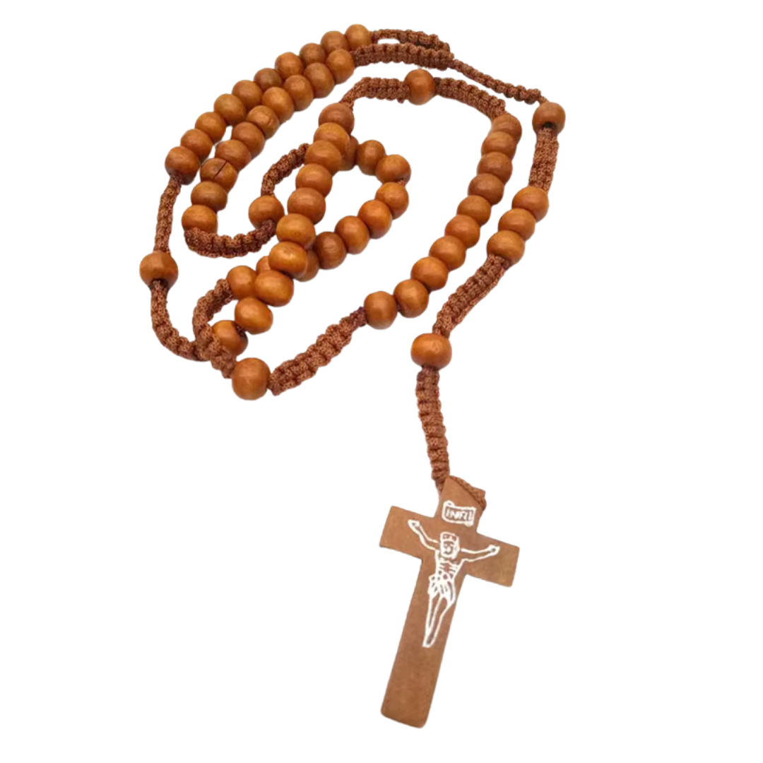 Wooden Bead Rosary with Crucifix