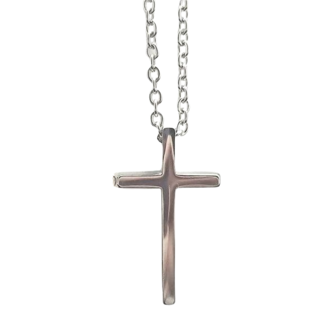 Titanium-Plated, Stainless Steel Crucifix Necklace (60cm chain)