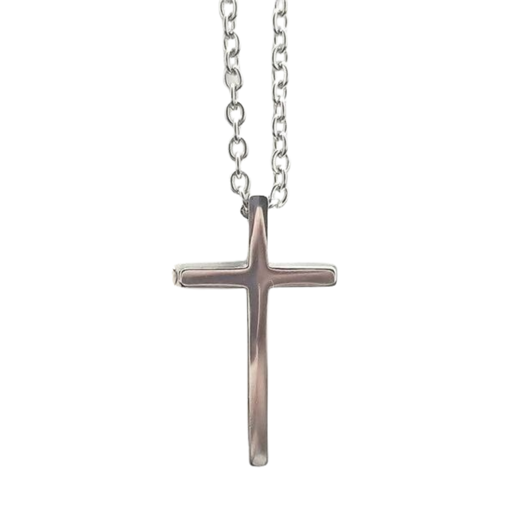 Titanium-Plated, Stainless Steel Crucifix Necklace (60cm chain)