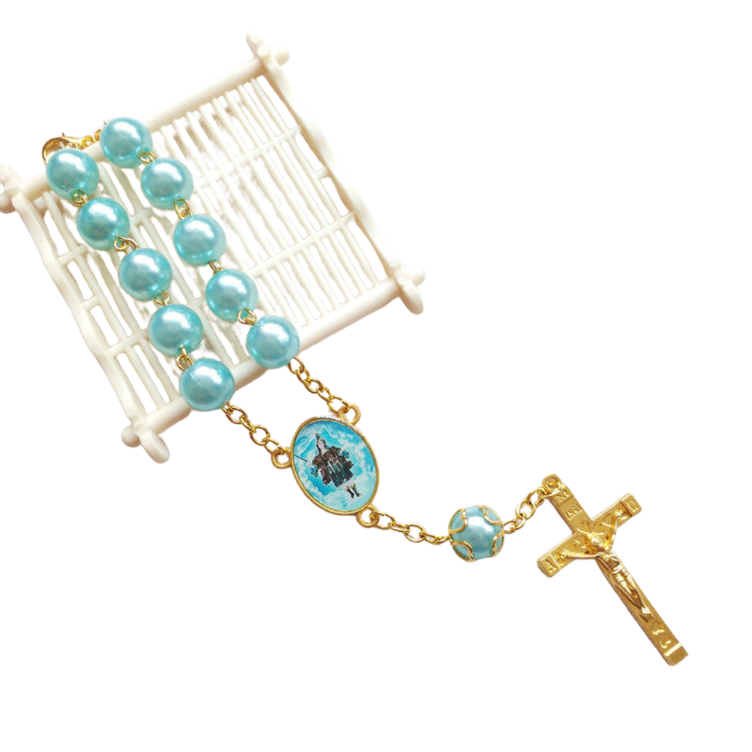 Pearl Decade Rosary Bracelet with Gold-Tone Crucifix