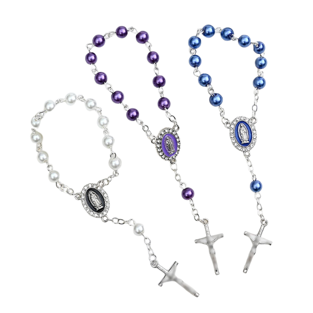 Pearl Decade Rosary Bracelet with Virgin Mary Medal