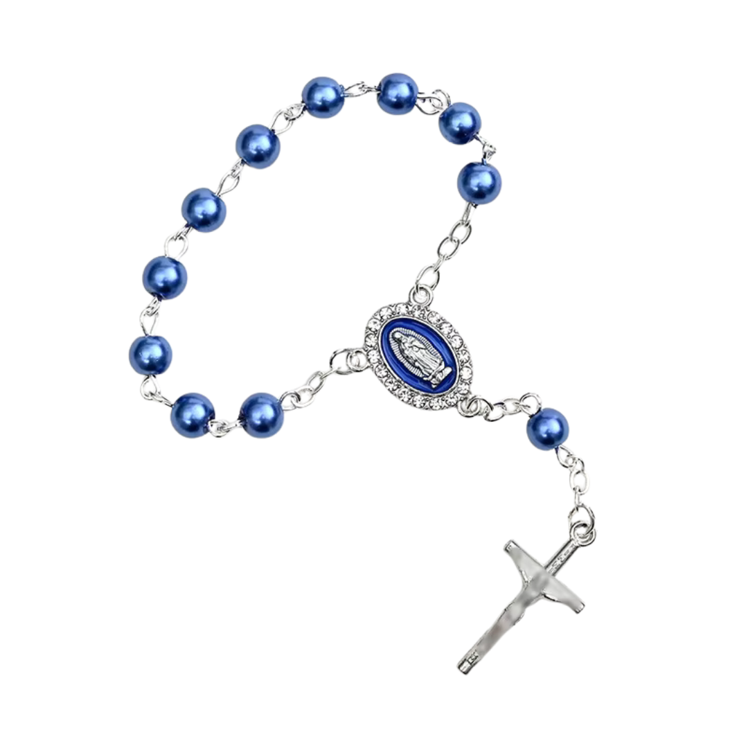 Pearl Decade Rosary Bracelet with Virgin Mary Medal
