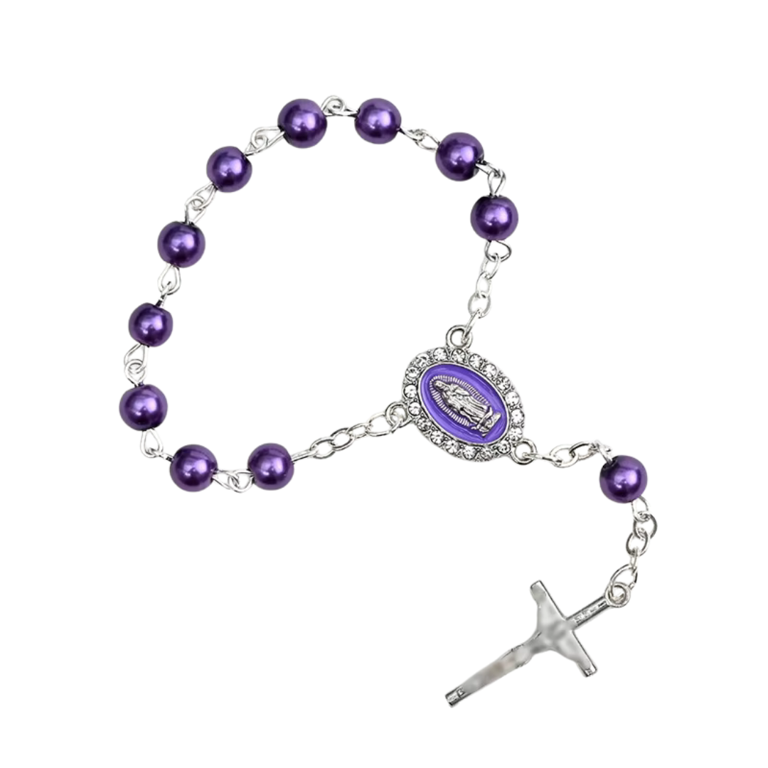 Pearl Decade Rosary Bracelet with Virgin Mary Medal