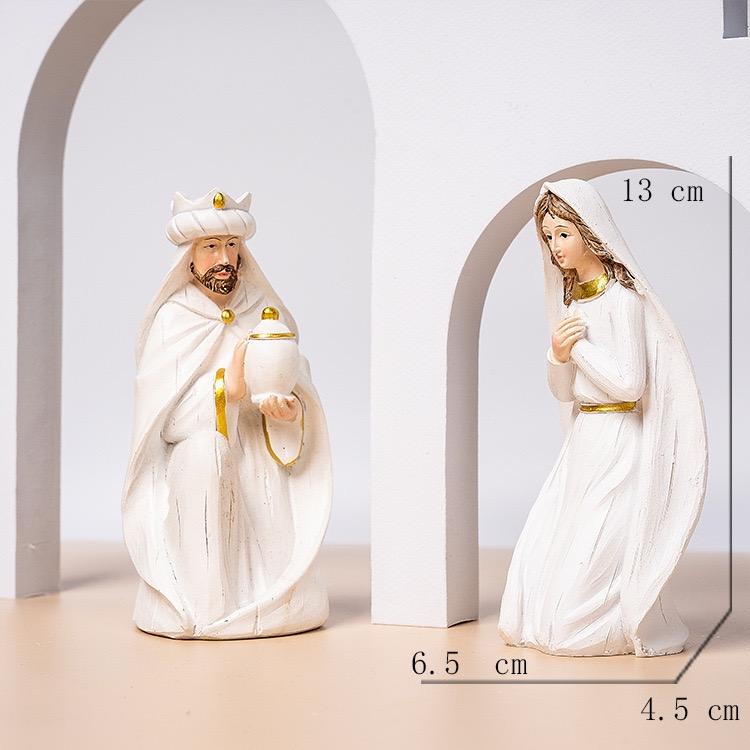Premium Resin Nativity Set - Timeless White, with Hand-Painted Details