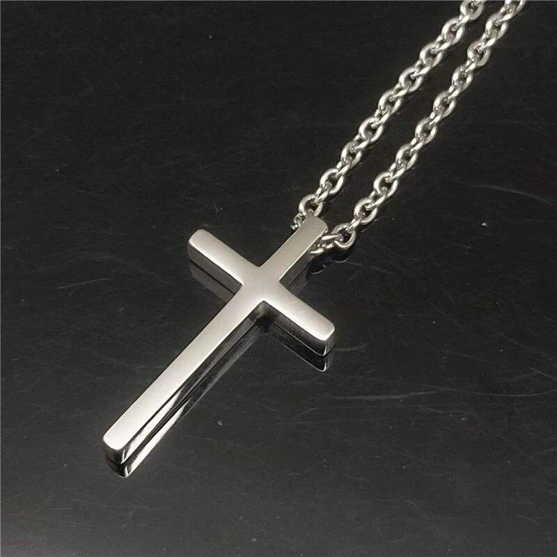 Titanium-Plated, Stainless Steel Crucifix Necklace (60cm chain)