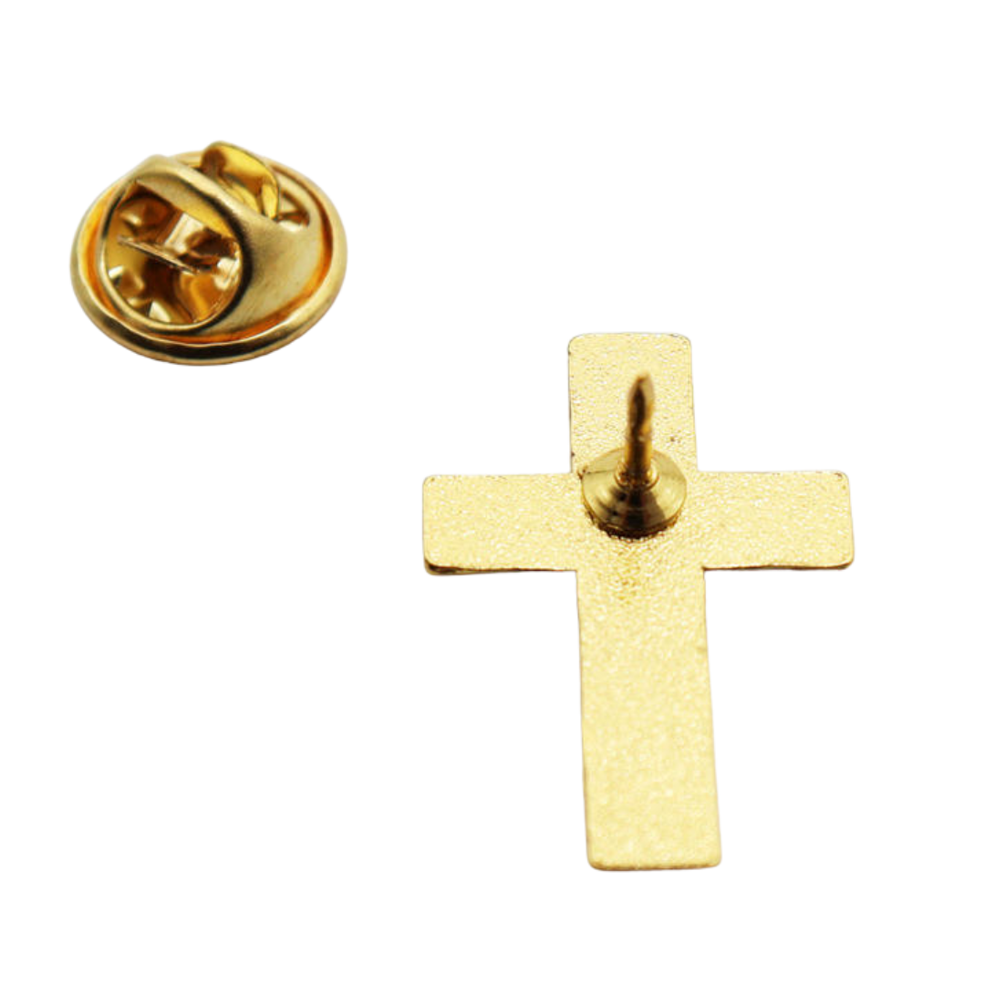 14K Gold Plated Crucifix Brooch Lapel Pin