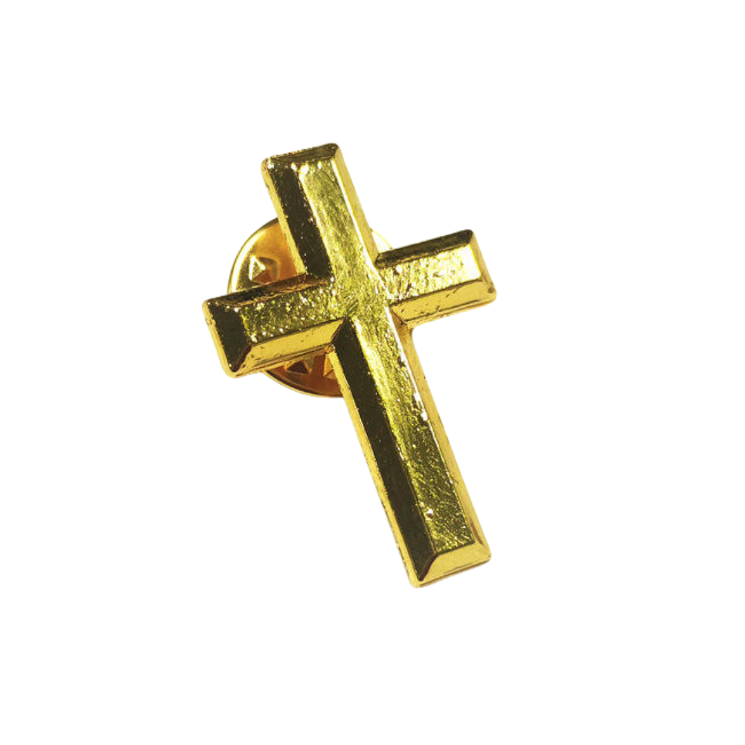14K Gold Plated Crucifix Brooch Lapel Pin