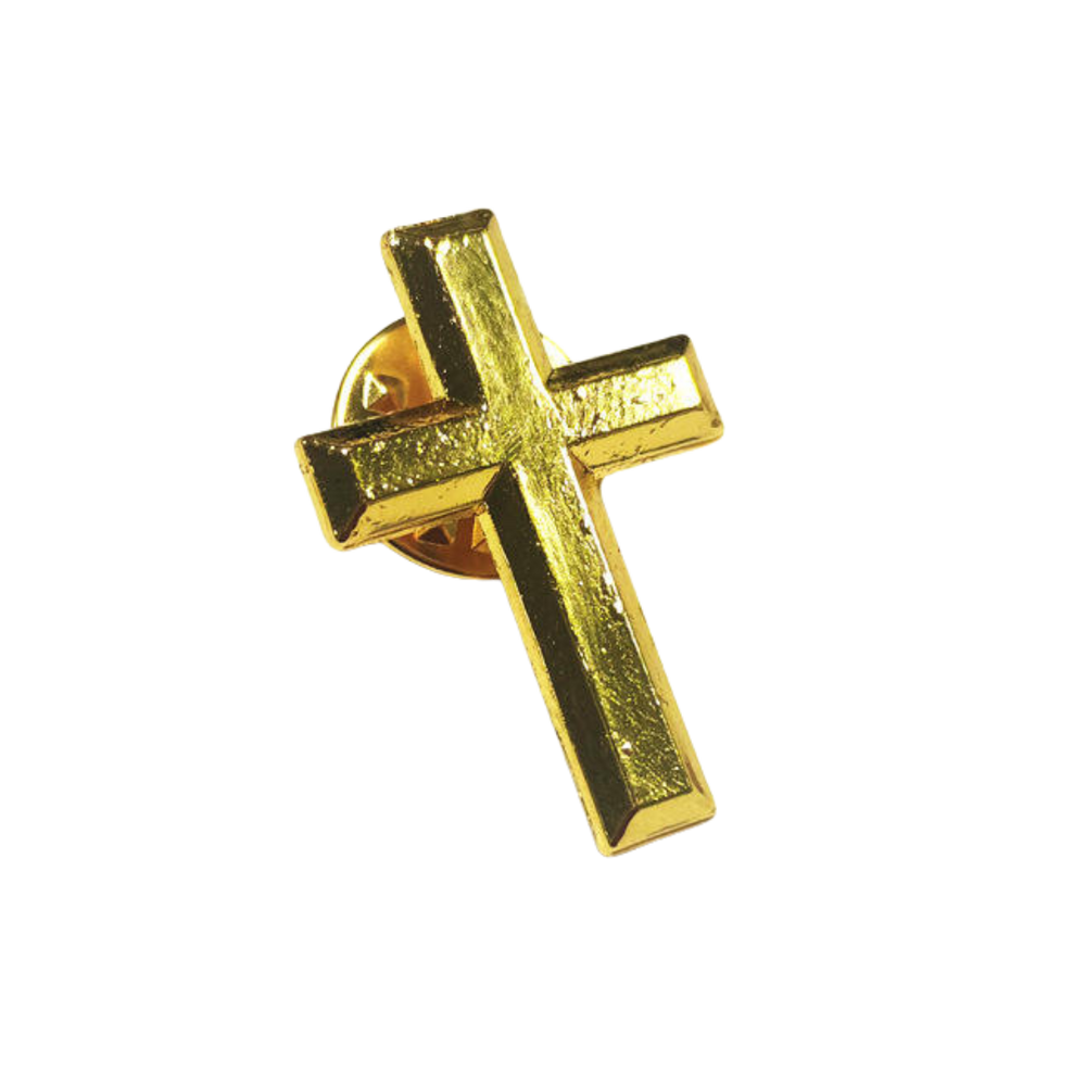 14K Gold Plated Crucifix Brooch Lapel Pin