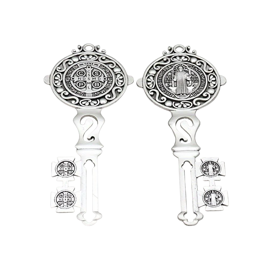 Saint Benedict Key Medal Wall Blessing Ornament -  2 Colours available