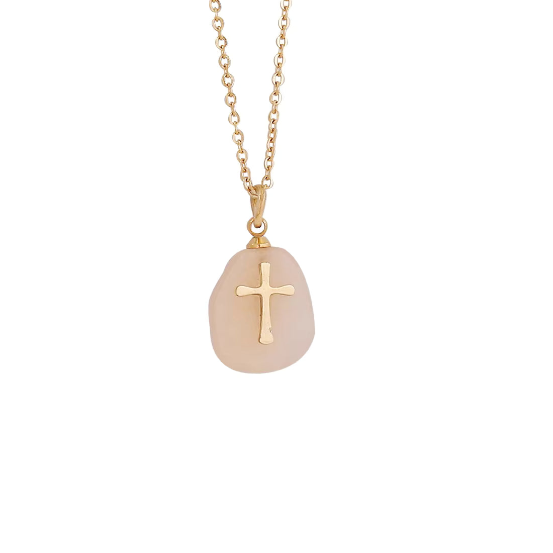 Crystal Crucifix Pendant Necklace - Stainless Steel with Gold Plating (6 Colours Available)