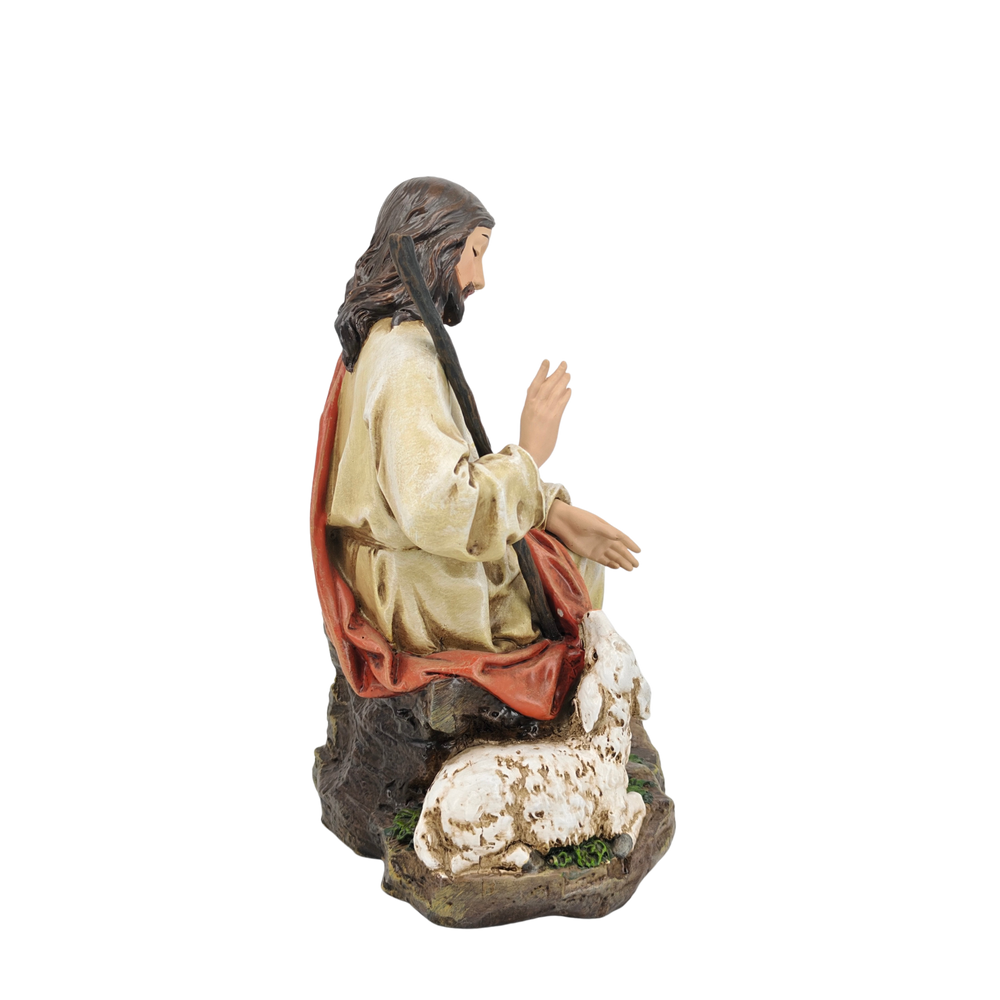 The Good Shepherd Ornamental Statue Figurine - Hand Painted Resin - Medium (20cm)