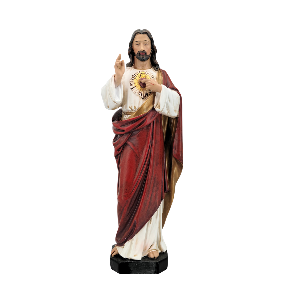 Sacred Heart of Jesus  Ornamental Statue Figurine - Hand Painted Resin - Medium (20cm)