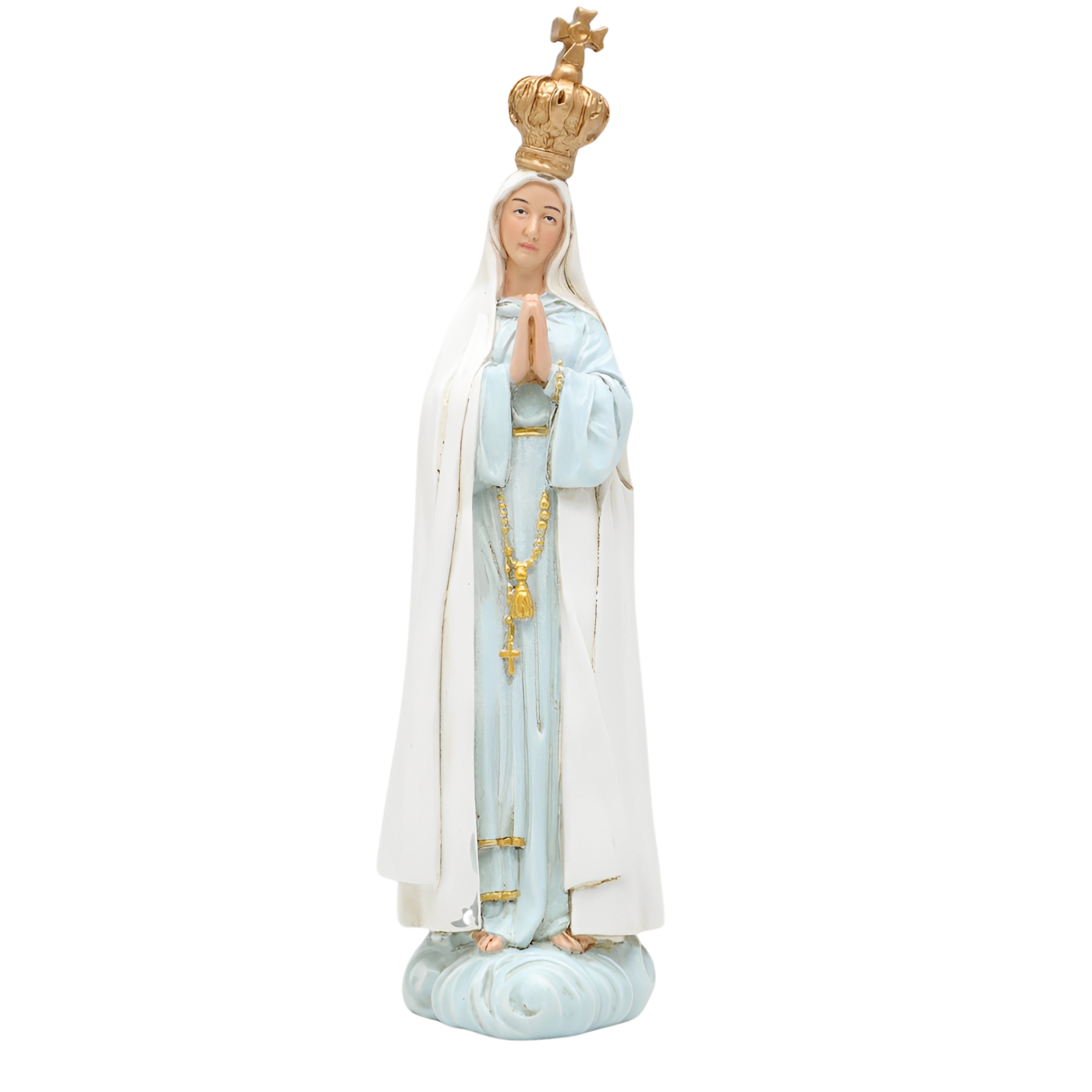 Virgin Mary Statue of Fatima Ornamental Statue Figurine - Hand Painted Resin - Medium (15cm)