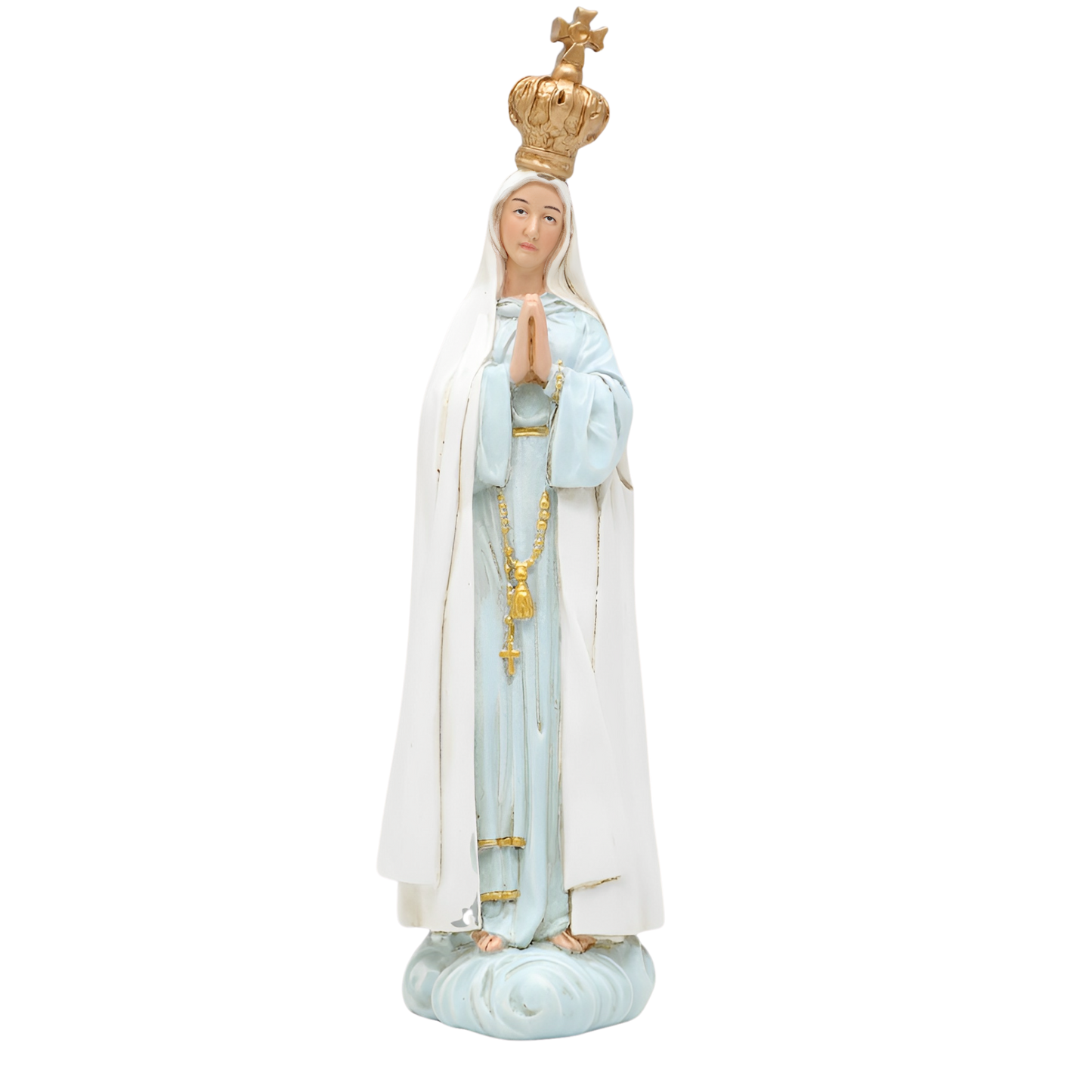 Virgin Mary Statue of Fatima Ornamental Statue Figurine - Hand Painted Resin - Medium (15cm)