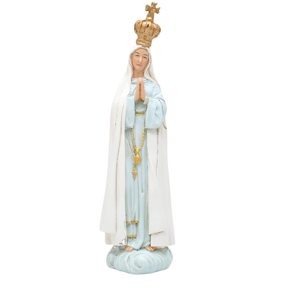 Virgin Mary Statue of Fatima Ornamental Statue Figurine - Hand Painted Resin - Medium (15cm)