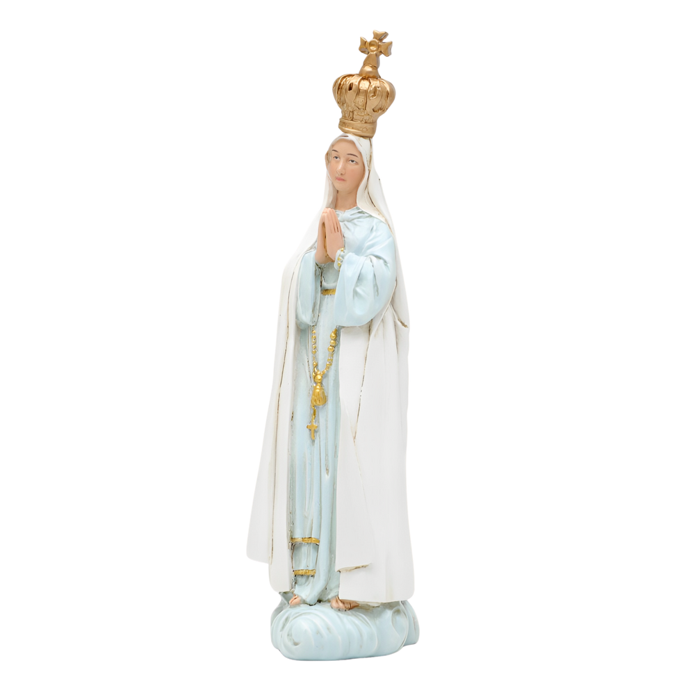 Virgin Mary Statue of Fatima Ornamental Statue Figurine - Hand Painted Resin - Medium (15cm)
