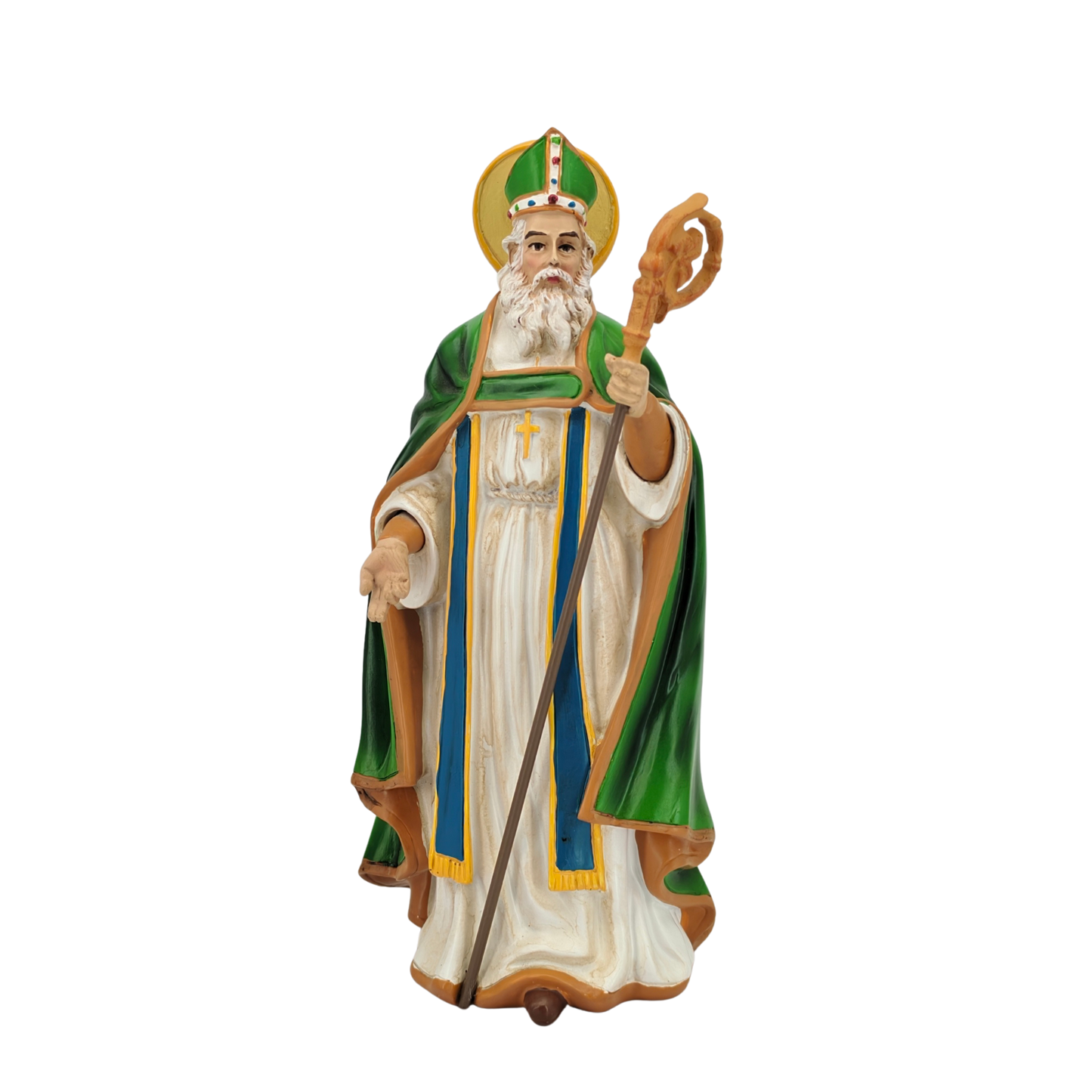 Saint Patrick Ornamental Statue Figurine - Hand Painted Resin - Medium (20cm)