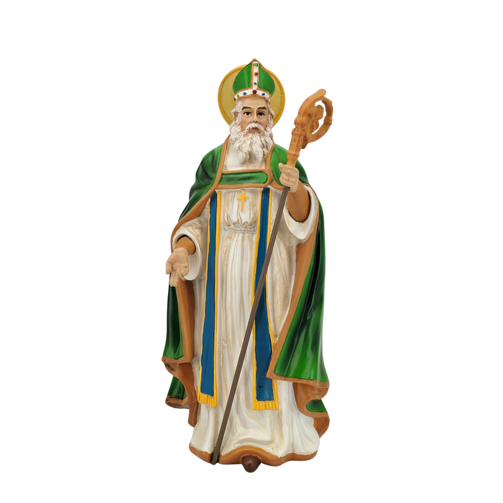 Saint Patrick Ornamental Statue Figurine - Hand Painted Resin - Medium (20cm)