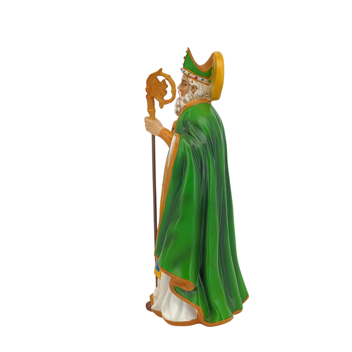 Saint Patrick Ornamental Statue Figurine - Hand Painted Resin - Medium (20cm)