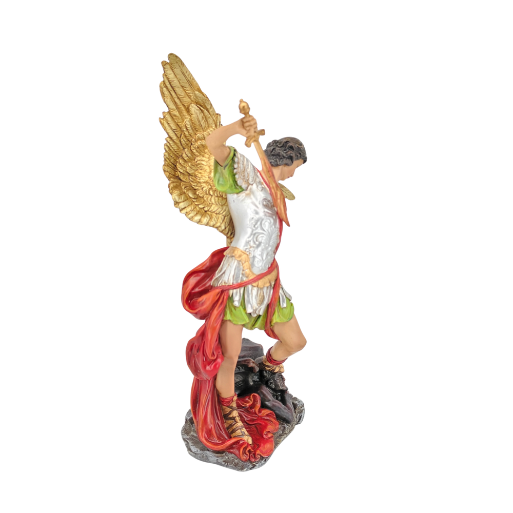 Saint Michael Ornamental Statue Figurine - Hand Painted Resin - Medium (17cm)