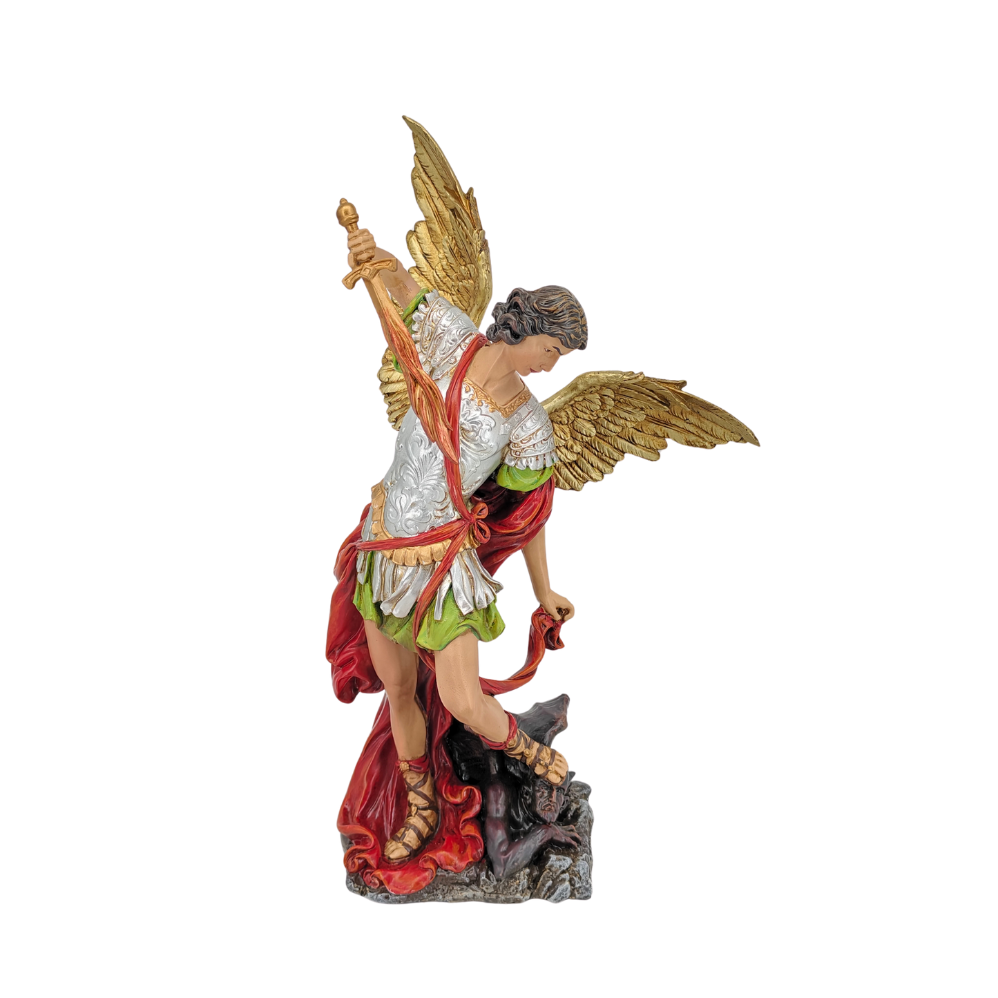 Saint Michael Ornamental Statue Figurine - Hand Painted Resin - Large (30cm)