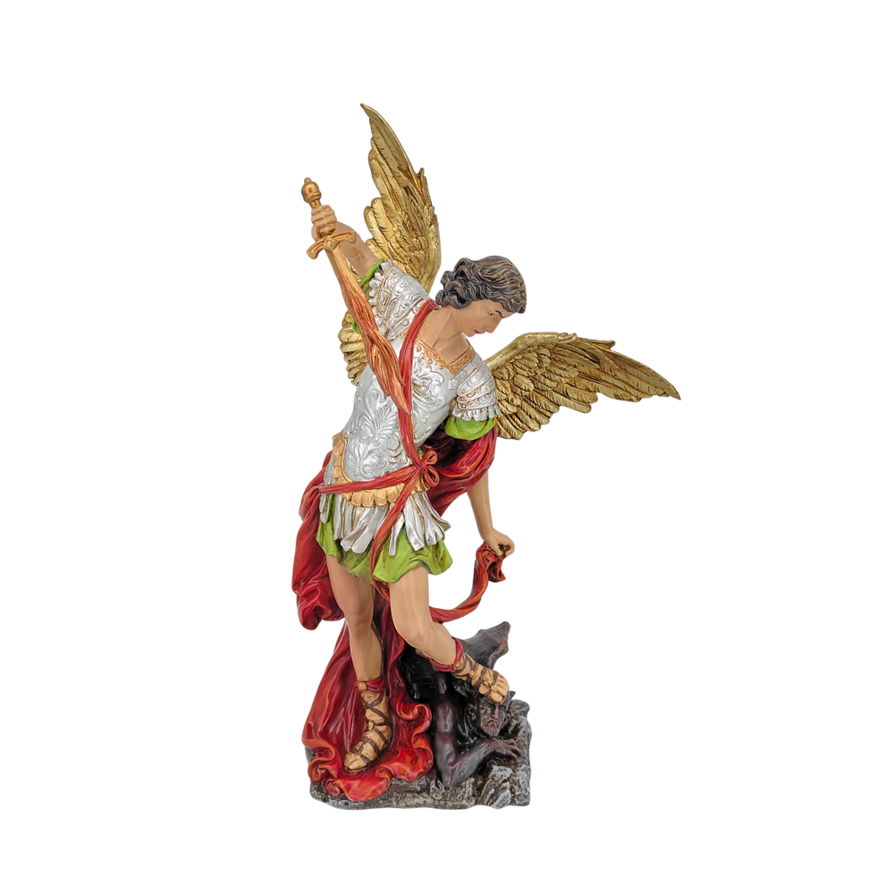 Saint Michael Ornamental Statue Figurine - Hand Painted Resin - Large (30cm)