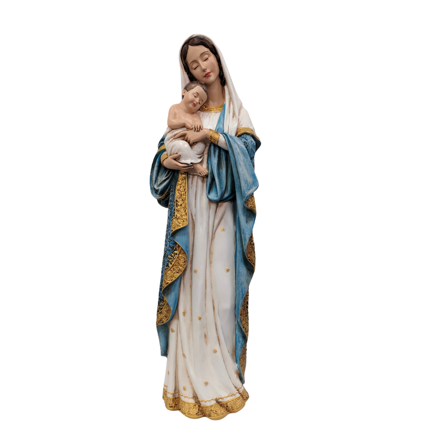 Roman Madonna & Child Ornamental Statue Figurine - Hand Painted Resin - Extra Large (60cm)