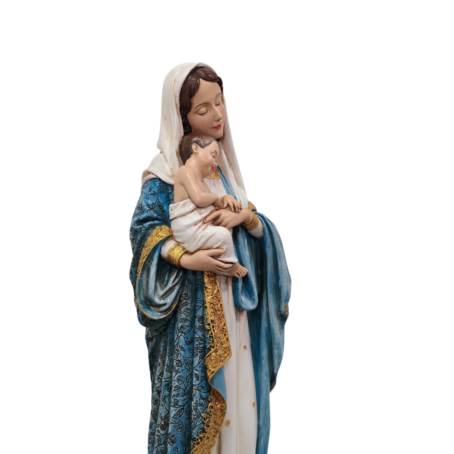 Roman Madonna & Child Ornamental Statue Figurine - Hand Painted Resin - Extra Large (60cm)