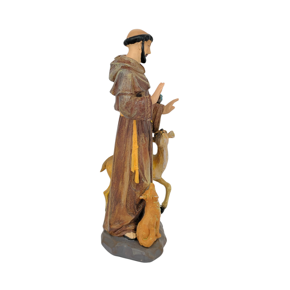 St Francis Ornamental Statue Figurine - Hand Painted Resin - Large (27cm)
