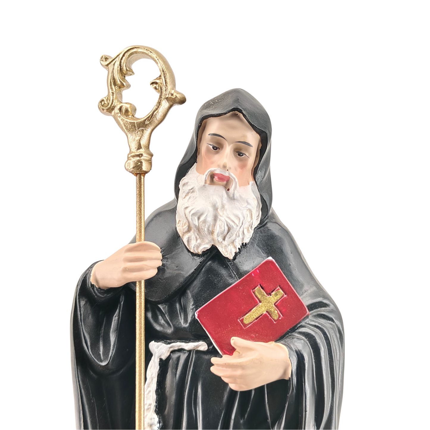 St. Benedict Ornamental Statue Figurine - Hand Painted Resin - Medium (20cm)