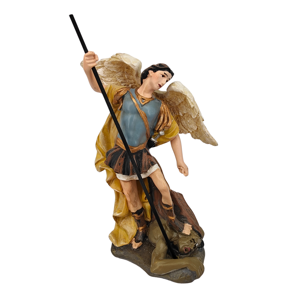 St. Michael Ornamental Statue Figurine - Hand Painted Resin - Small (12cm)