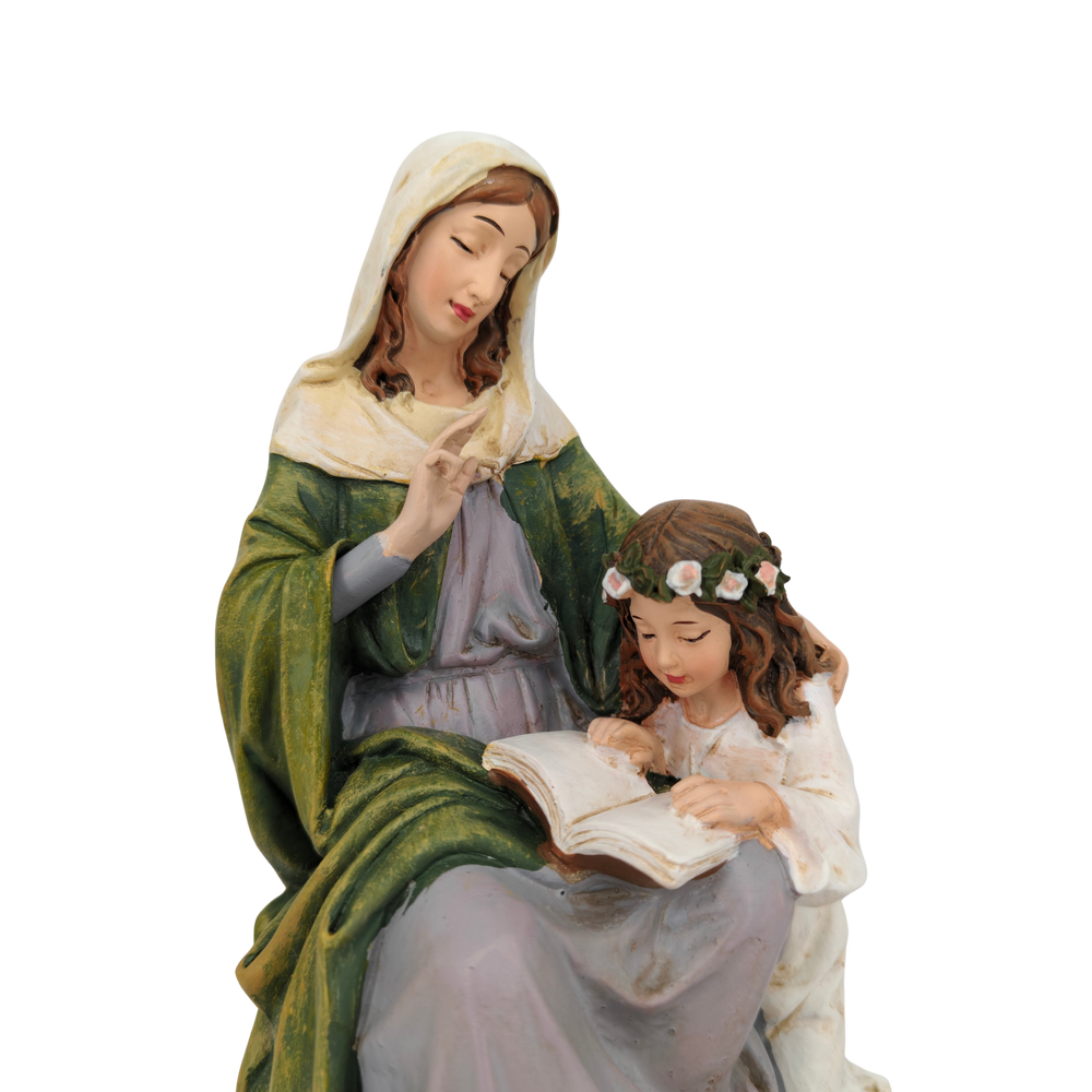 Virgin St. Anne with Mary Ornamental Statue Figurine - Hand Painted Resin - Medium (18cm)