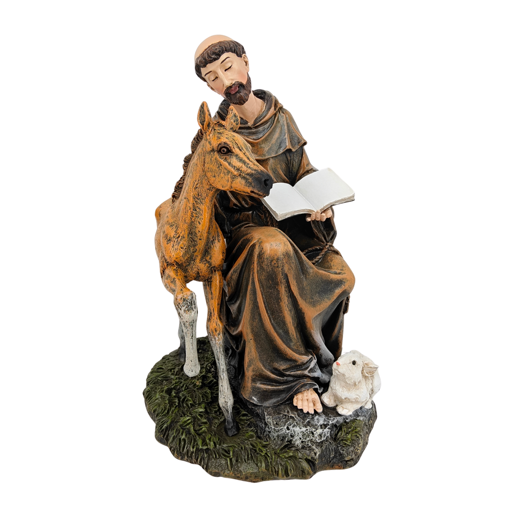 St. Francis Ornamental Statue Figurine - Hand Painted Resin - Medium(21cm)