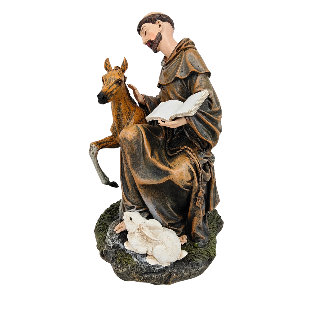 St. Francis Ornamental Statue Figurine - Hand Painted Resin - Medium(21cm)