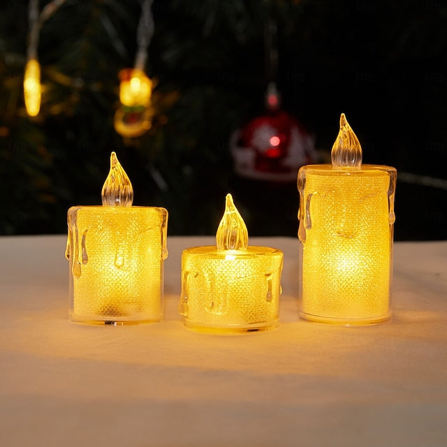 Devotional LED Flameless Candle Set – Tear-Style Drip Design (set of 3)