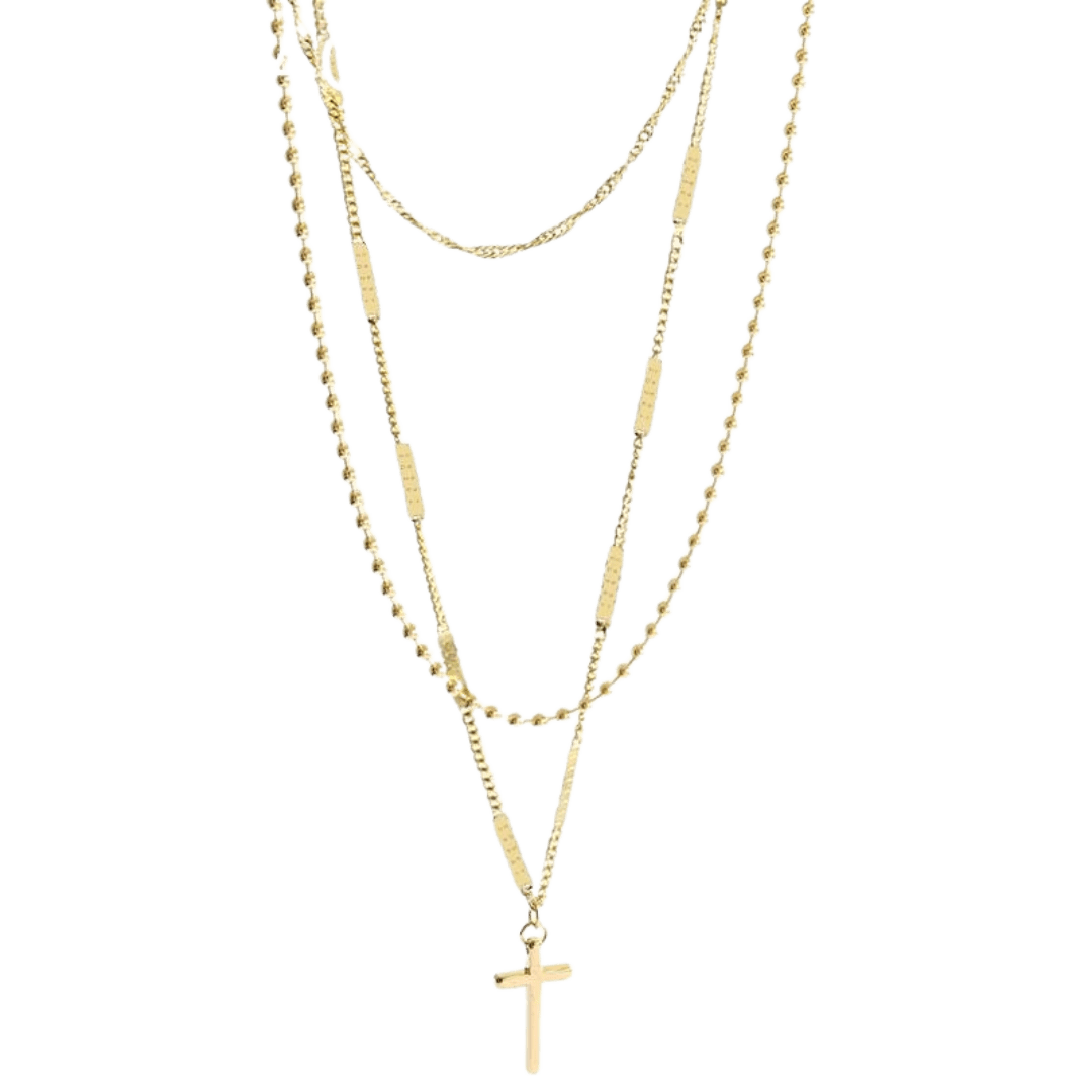 Layered Crucifix Necklace – Stainless Steel with 18K Gold-Plating (3 layers) - JMJ Catholic Productsvariant