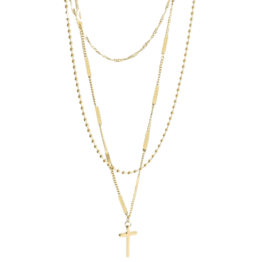 Layered Crucifix Necklace – Stainless Steel with 18K Gold-Plating (3 layers) - JMJ Catholic Productsvariant