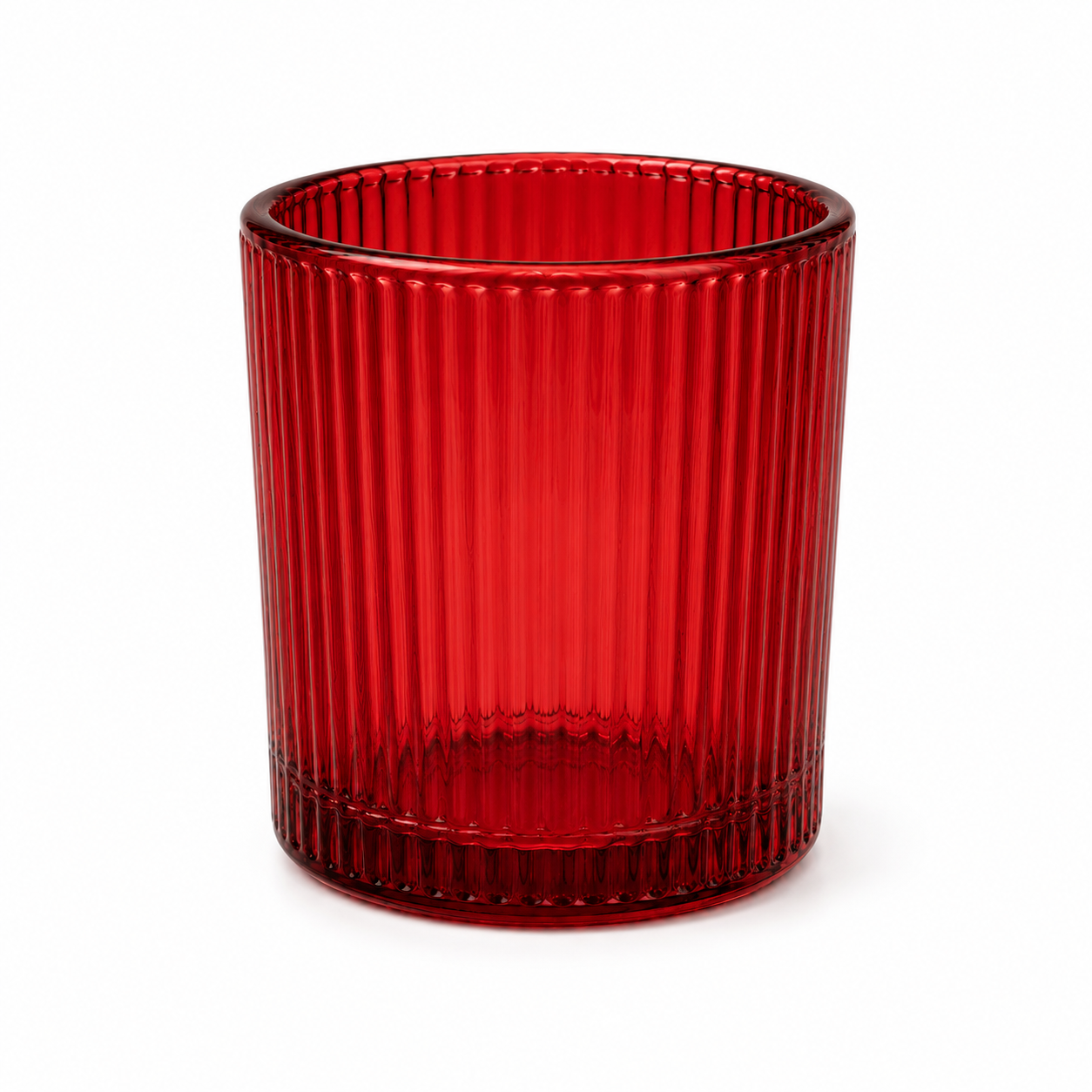 Red Glass Holder with Real Wax Devotional Votive Candle Set (Pack of 6)