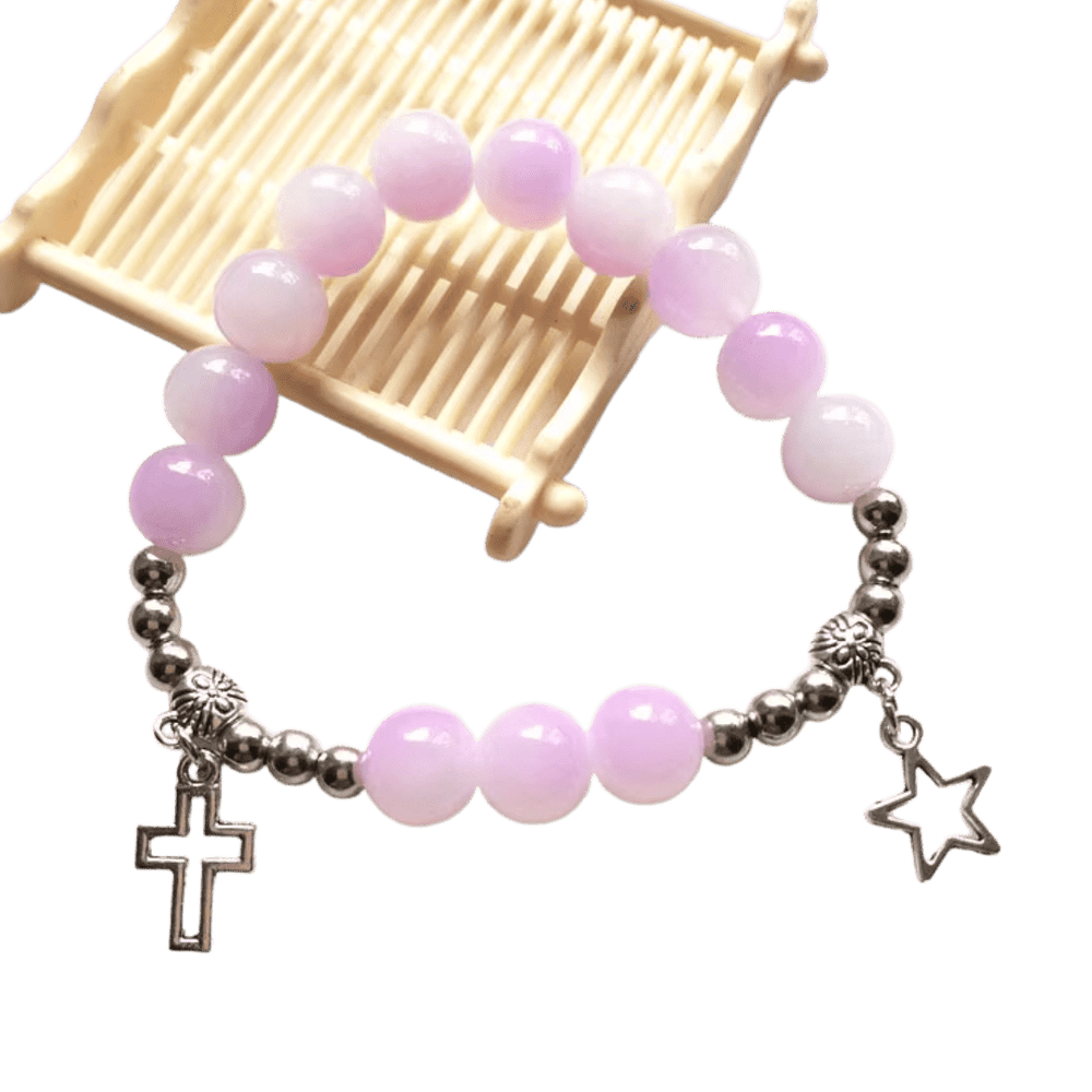 Lilac Beaded Crucifix Rosary Bracelet - JMJ Catholic Productsvariant