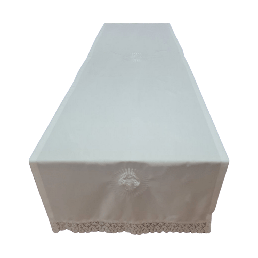 Linen Altar Cloth — Embroidered Crosses & Lace - JMJ Catholic Productsvariant
