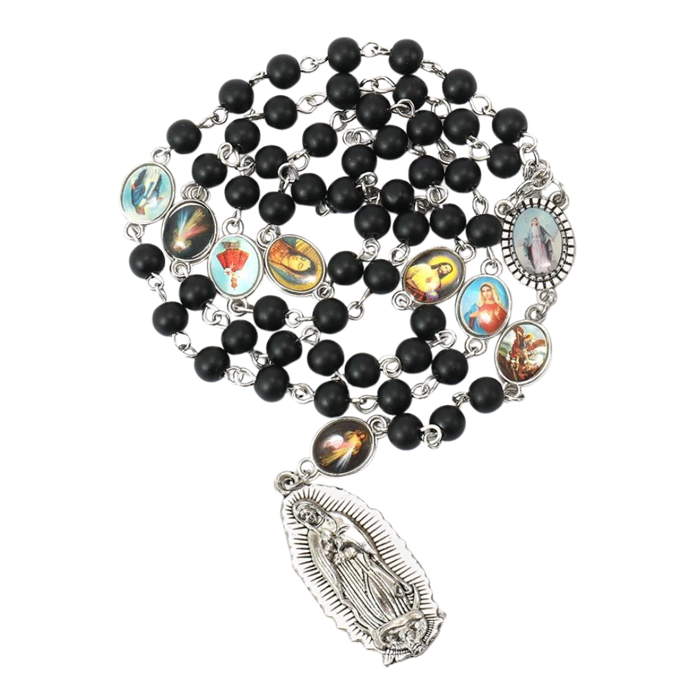 Matte Black Genuine Onyx Rosary - Our Lady of Guadalupe - JMJ Catholic Productsvariant